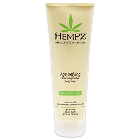 Hempz Age Defying Renewing Herbal Body Wash, 8.5 oz., with Shea Butter, Ginseng - Anti-Aging, Fragranced Shower Gel with Pure Hemp Seed Oil, Algae for Sensitive Skin - Premium Personal Care Products
