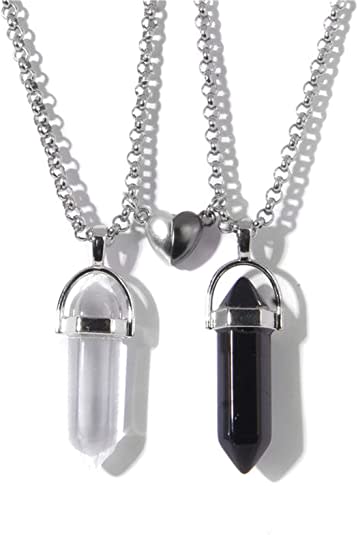 Crystal Mutual Attraction Couple Matching Pendant Necklace