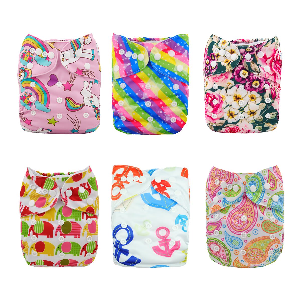 6DM18-DA Baby Cloth Diapers One Size Adjustable Washable Reusable