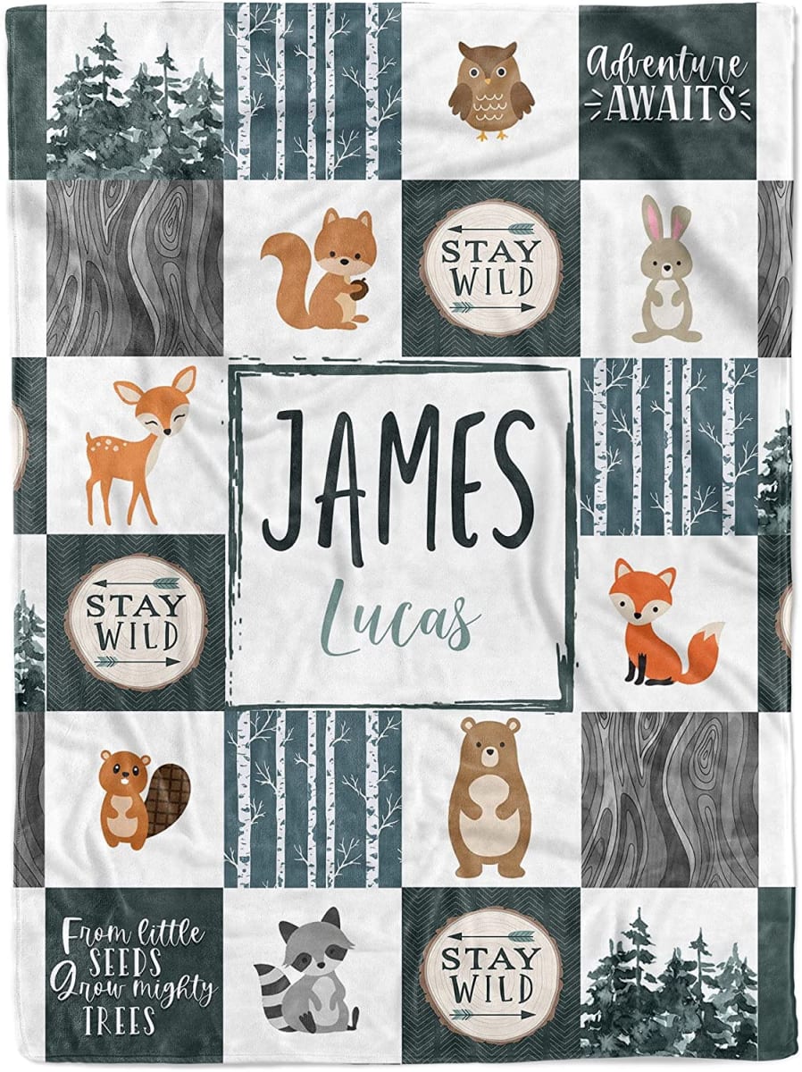 Woodland Personalized Baby Blankets