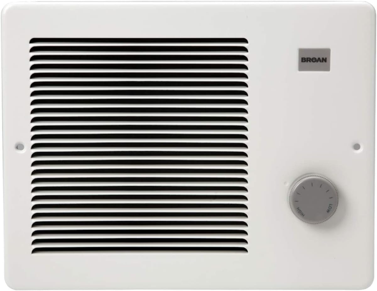 White Grille Heater with Built-In Adjustable Thermostat