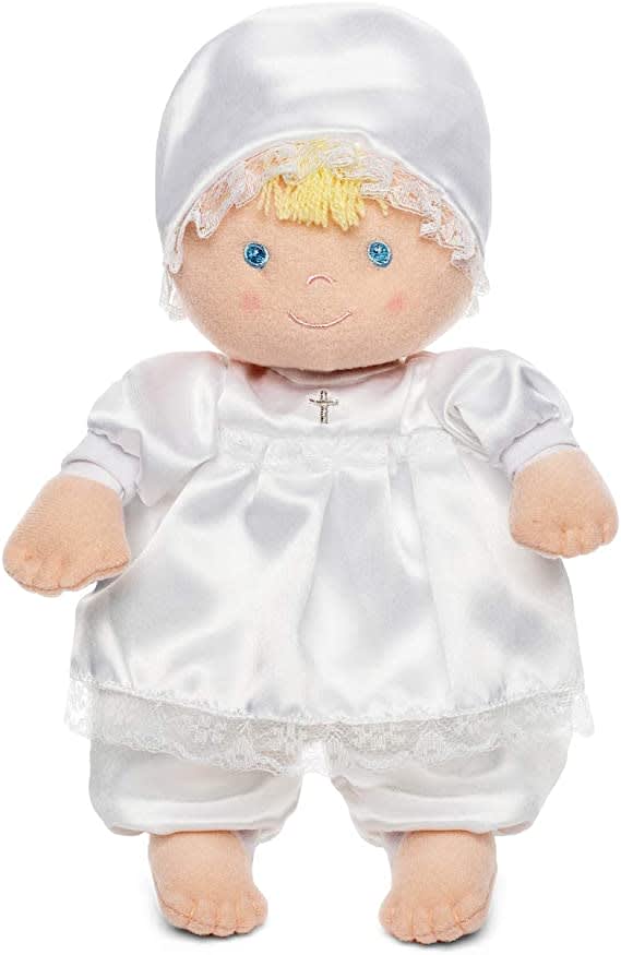 Christening Doll Dressed In White Dress