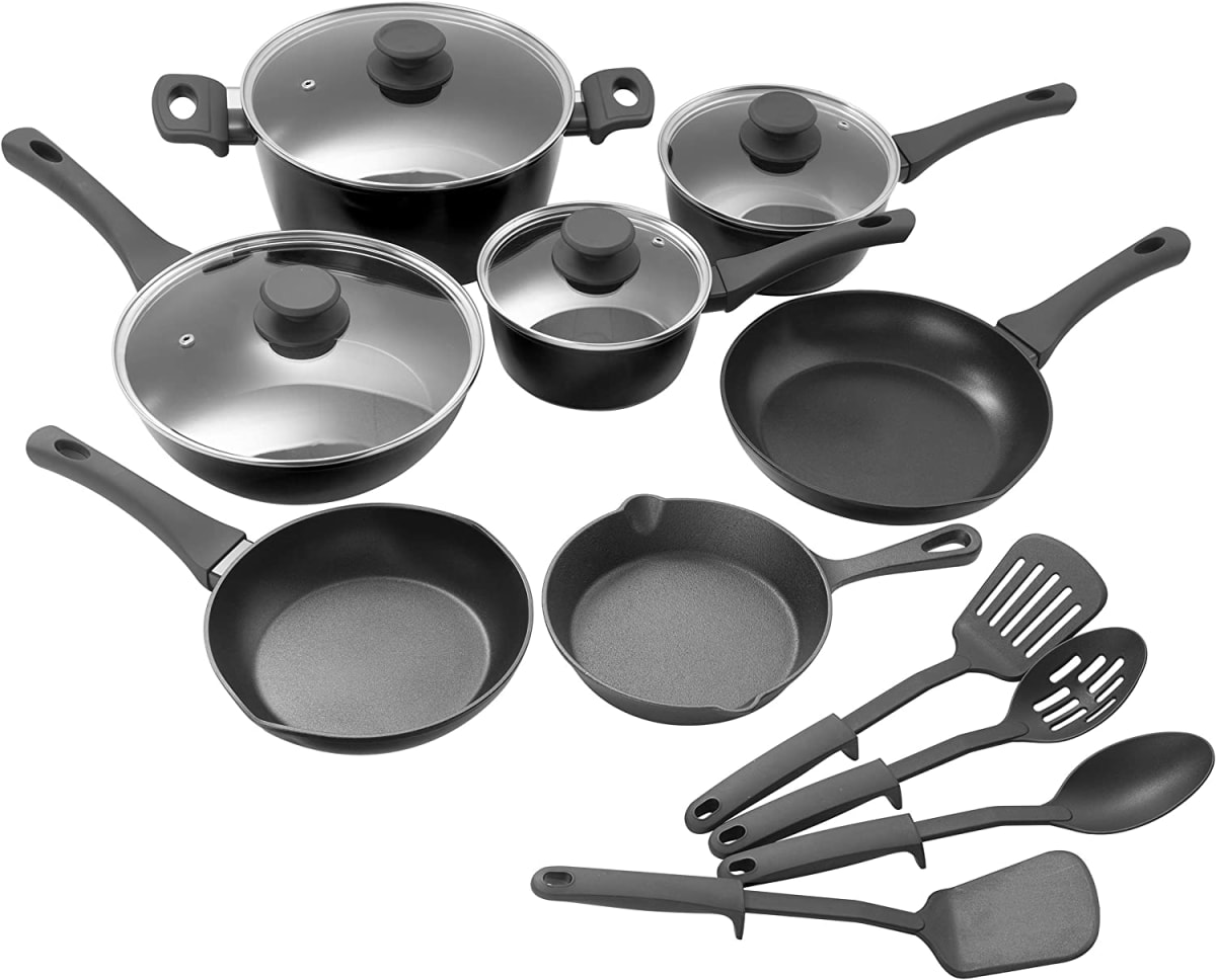 Gibson Soho Lounge Nonstick Forged Aluminum Induction Pots and Pans Cookware Set