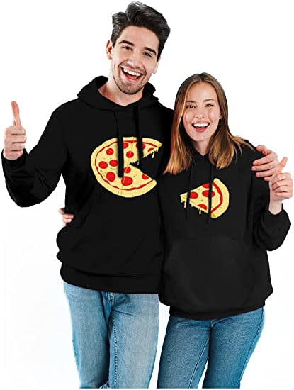 Him and Her Missing Piece Pizza and Slice Matching Hoodie Set