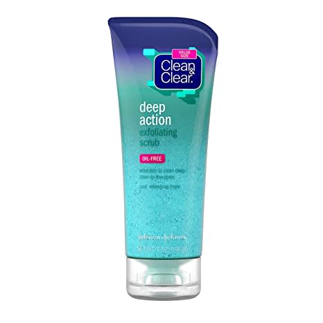Clean & Clear Oil-Free Deep Action Exfoliating Facial Scrub, Cooling Daily Face Wash