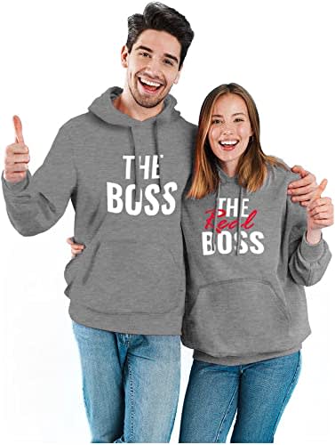 The Boss & The Real Boss Valentine's Day Outfit Matching Hoodies for Couples