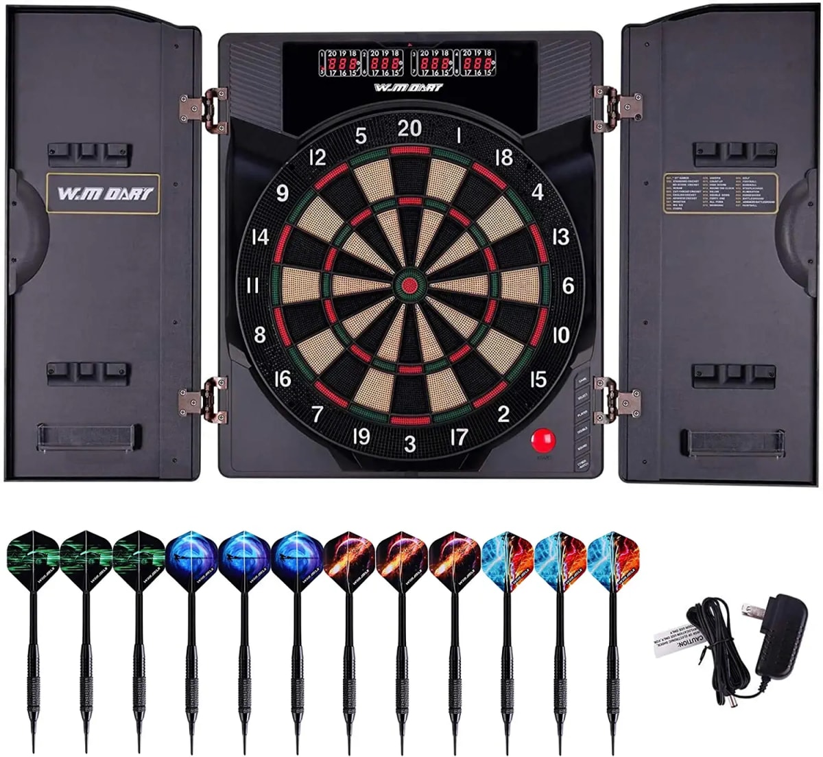 Electronic Dart Board LED Electric Digital Dart Boards for Adults with Cabinet with 12 Soft Tip Dartboard Set