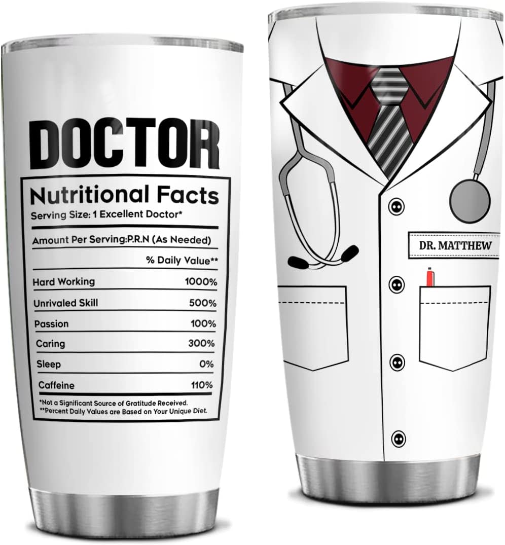 Doctor Day Gifts Nutrition Facts Tumbler 20oz 30oz Stainless Steel Doctor Appreciation Gifts for Men Women Medical School Students Insulated Tumblers Travel Cup