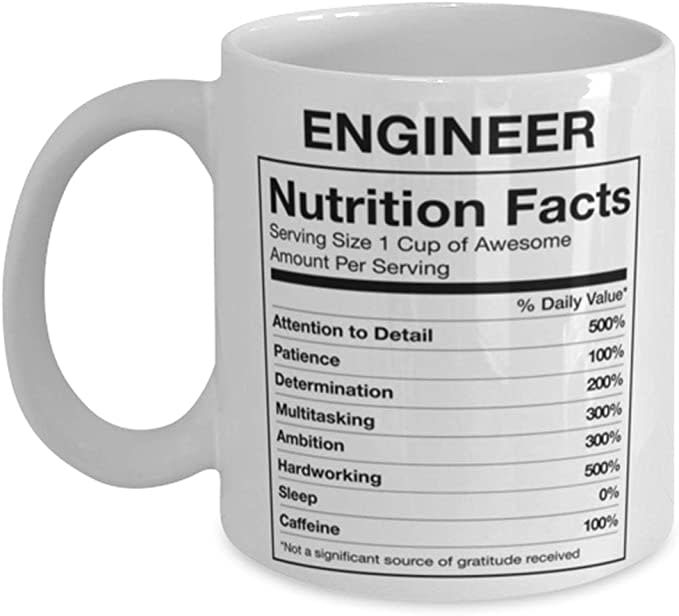 Engineer Nutrition Facts Mug For Engineer