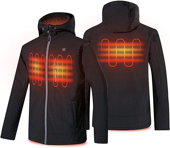 PROSmart Men's Heated Jacket Waterproof Heating Jacket with Hood and 12Volt Battery Pack (Black)