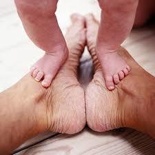 Pushes down on legs when feet are on a hard surface