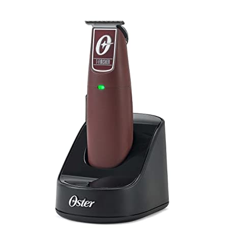 Oster Professional Cordless Hair Trimmer with Rechargeable Battery and Ergonomic Design, T-Finisher T-Blade Trimmer, Burgundy