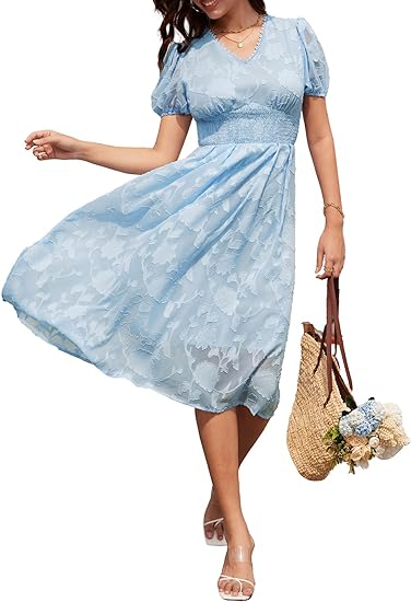 Smocked Short Sleeve Dress