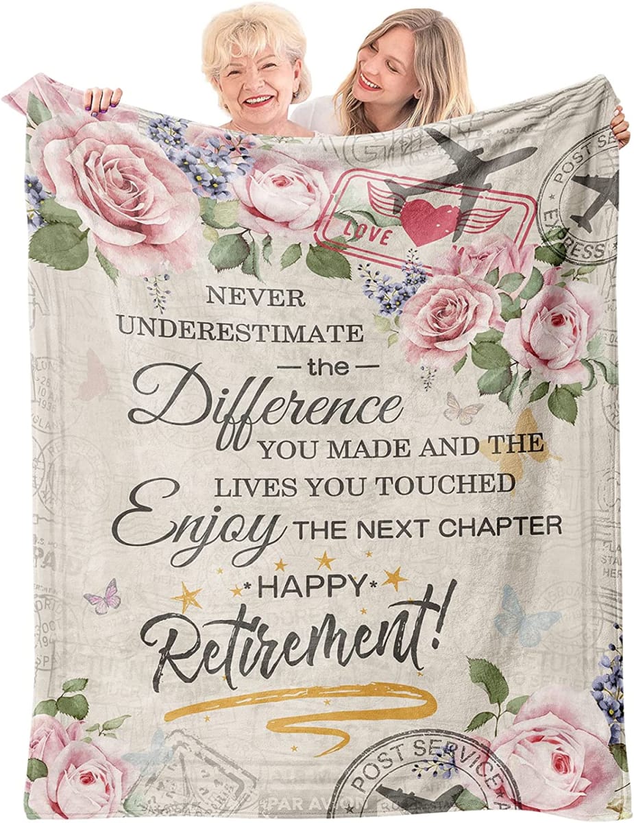 Retirement Gifts for Women 2022, Retired Gifts for Women, Happy Retirement Gifts for Teachers Nurses Mom Grandma Friend, Farewell Gifts for Coworkers Boss, Retirement Throw Blanket 60"x 50"