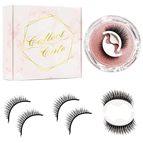 Reusable Self Adhesive Eyelashes No Glue or Eyeliner Needed,Easy To Apply 3 Secs To Put On, Stable/Non-slip Waterproof False lashes Perfect Gift for Women Natural Look (2-Pairs )