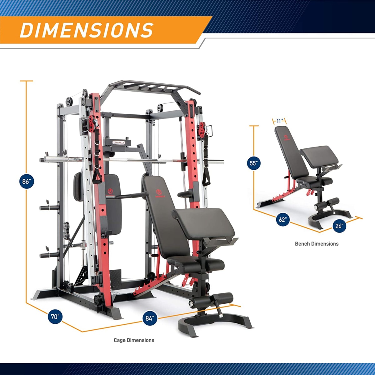 Smith Machine Cage System Home Gym Multifunction Rack, Customizable Training Station