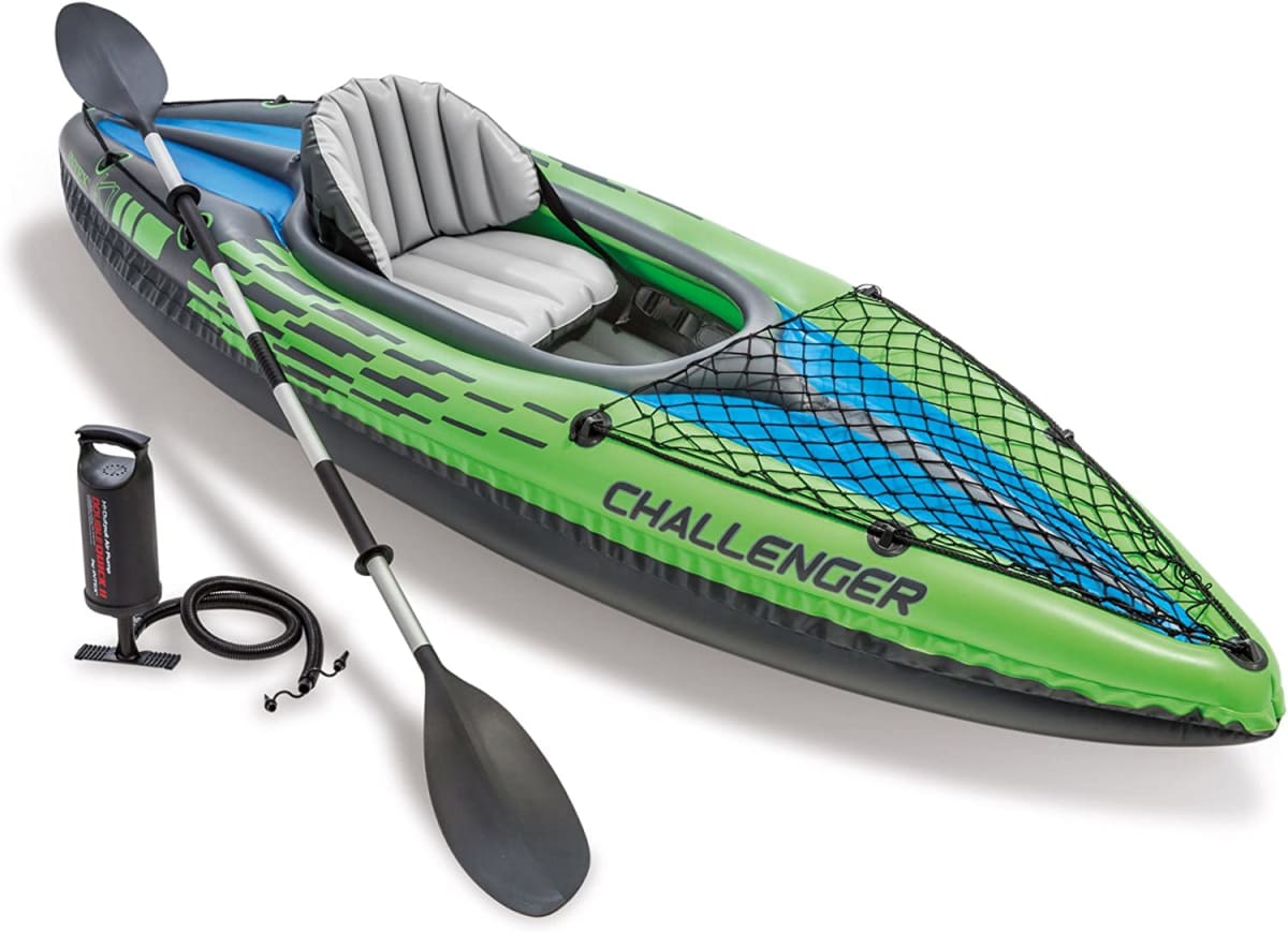 Challenger Kayak, Inflatable Kayak Set with Aluminum Oars and High Output Air-Pump