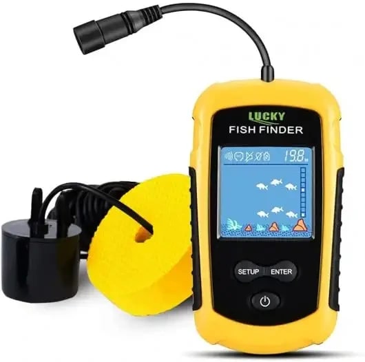 Kayak Portable Fish Depth Finder Water Handheld Fish Finder Sonar Castable Kayak Boat Fishfinder Transducer Fishing LCD Display FFC1108
