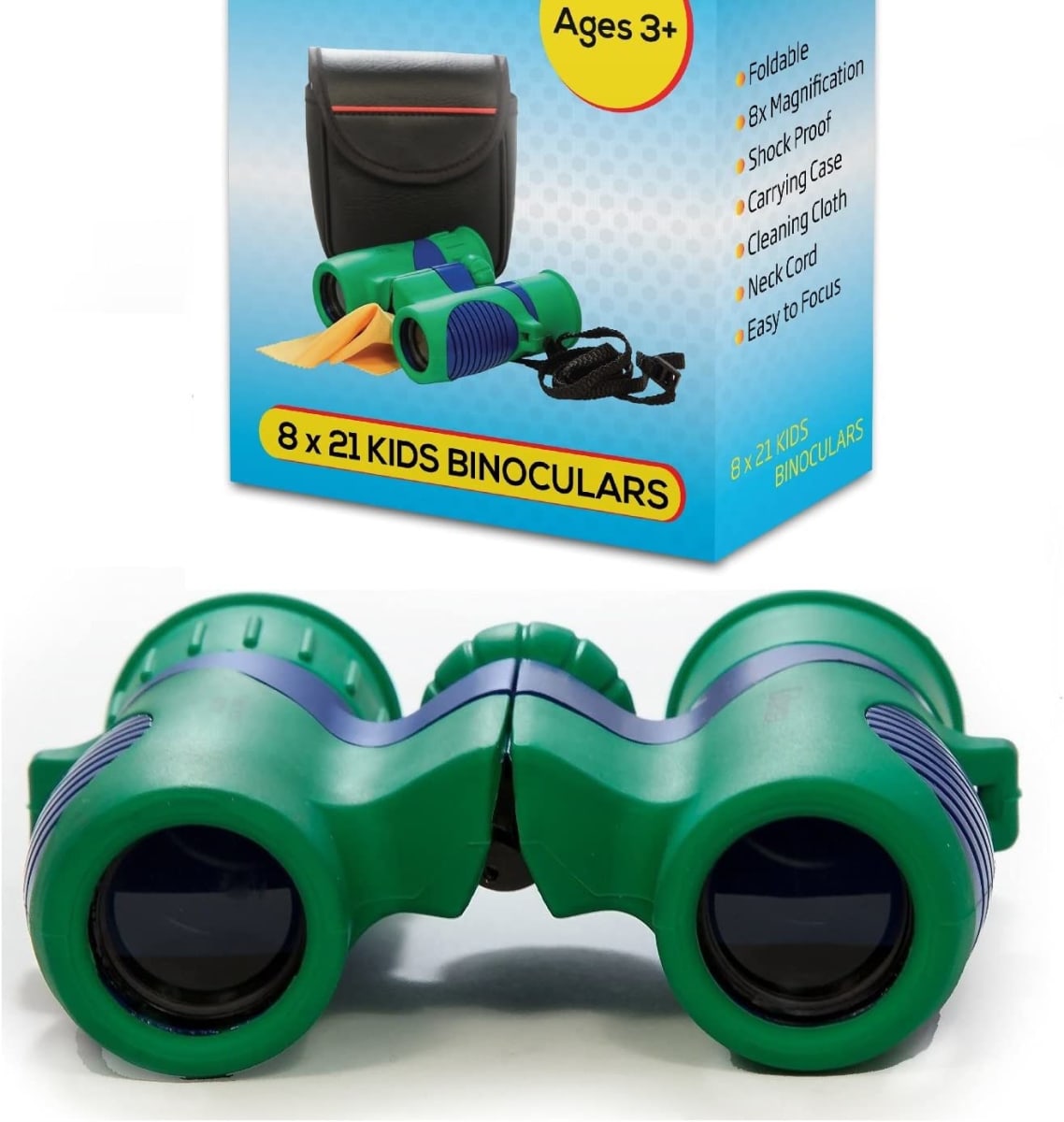 Original Compact 8x21 Kids Binoculars Set - High Resolution Real Optics - Shock Proof - Bird Watching - Presents for Kids - Children Gifts - Boys and Girls - Outdoor Play - Hunting - Camping