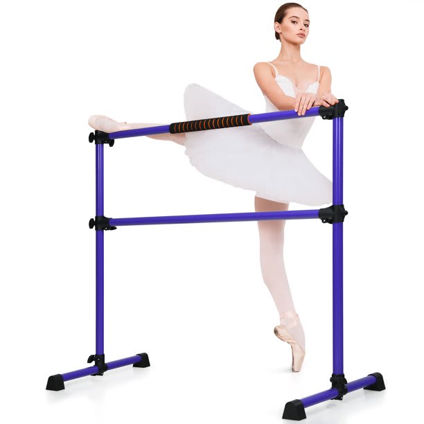 Goplus Portable Ballet Barre 4ft Freestanding Adjustable Double Dance Bar Purpl