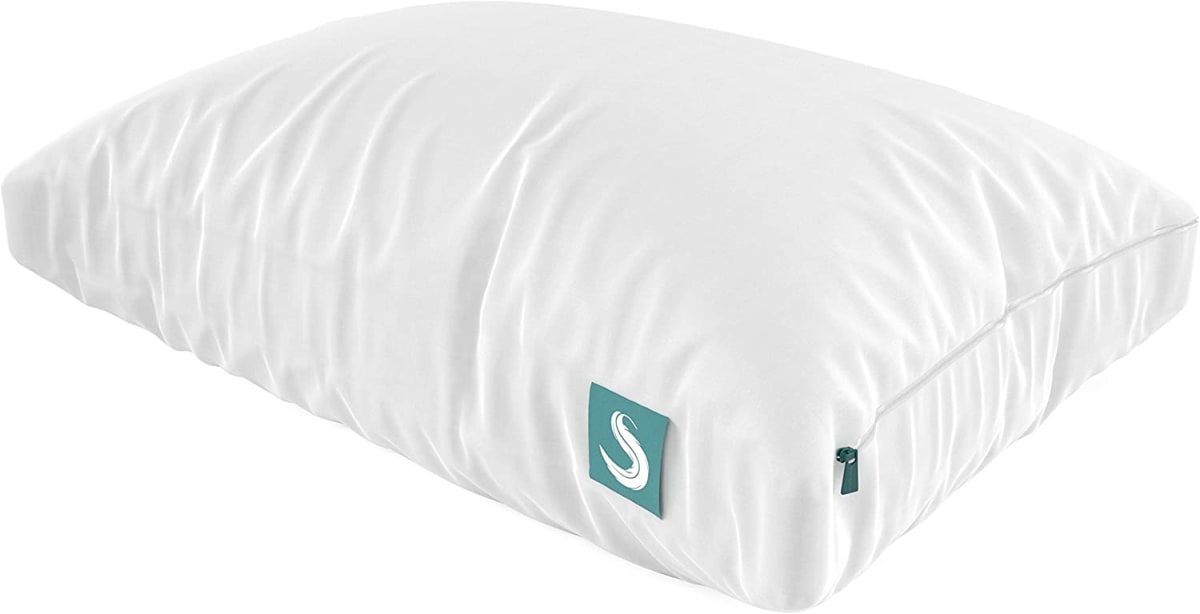 Sleepgram Bed Pillow - PREMIUM Adjustable Loft - Soft Microfiber Pillow with washable removable cover - 18 x 26 - Standard/Queen size (Pack of 1), White