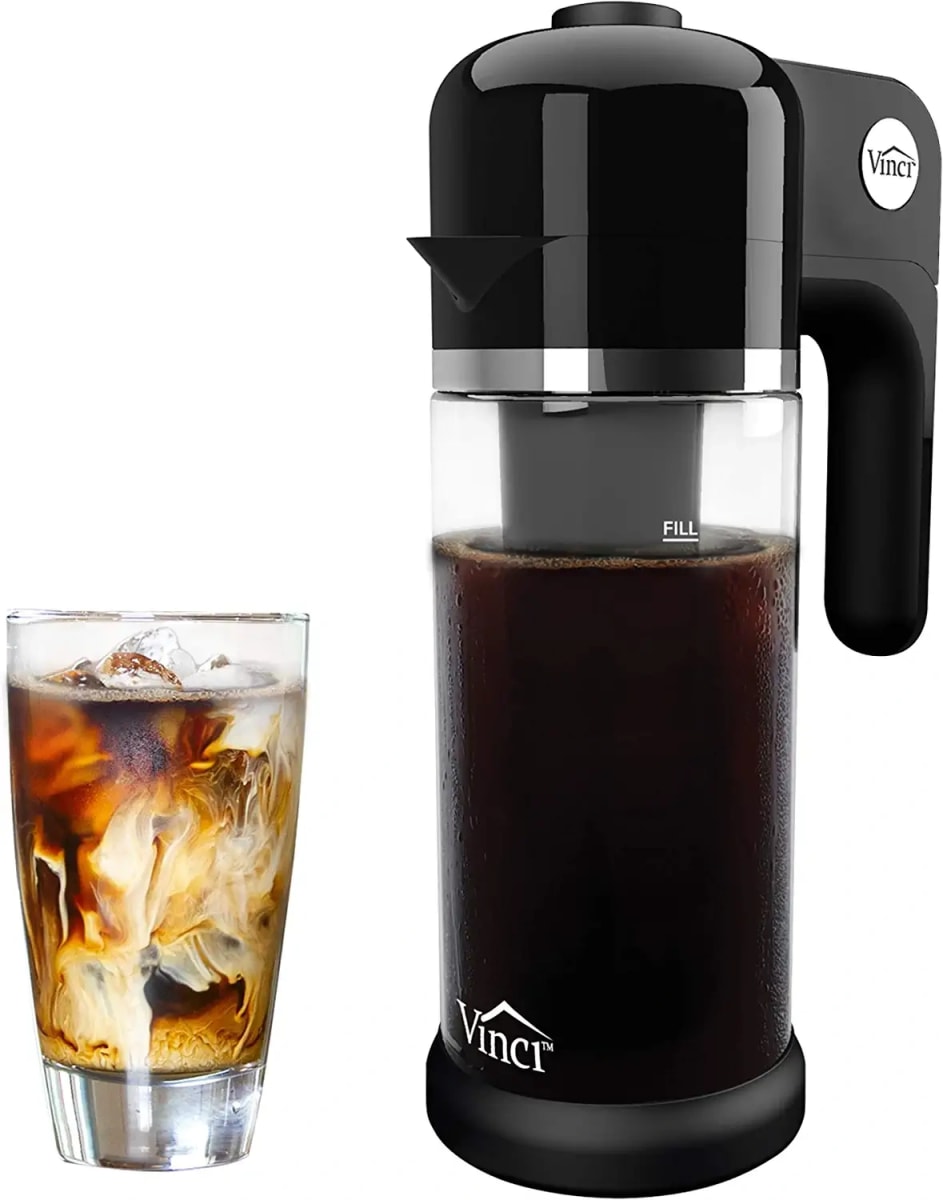 Express Cold Brew Electric Coffee Maker Cold Brew in 5 Minutes, 4 Brew Strength Settings & Cleaning Cycle, Easy to Use & Clean, Glass Carafe