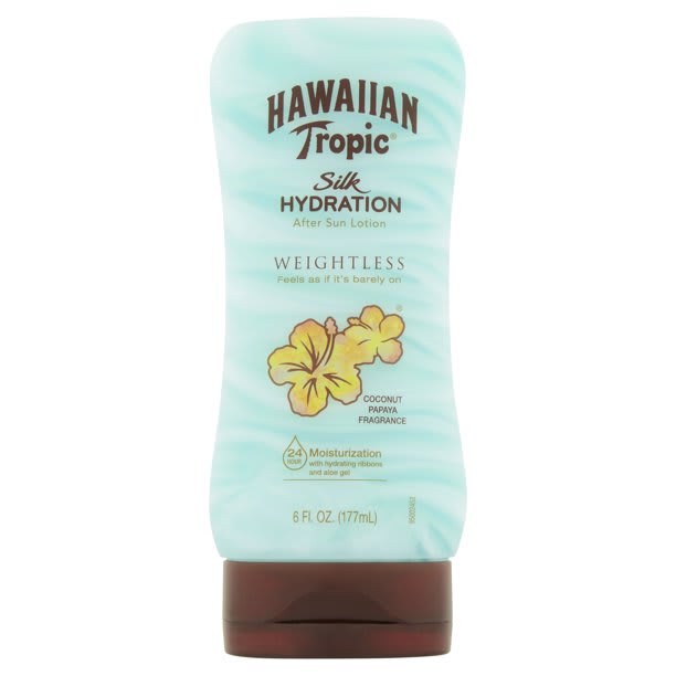 Hawaiian Tropic Silk Hydration Weightless After Sun Lotion 6 oz, 24 Hour Moisturization, With Hydration Ribbons & Aloe Gel, Coconut Papaya Fragrance