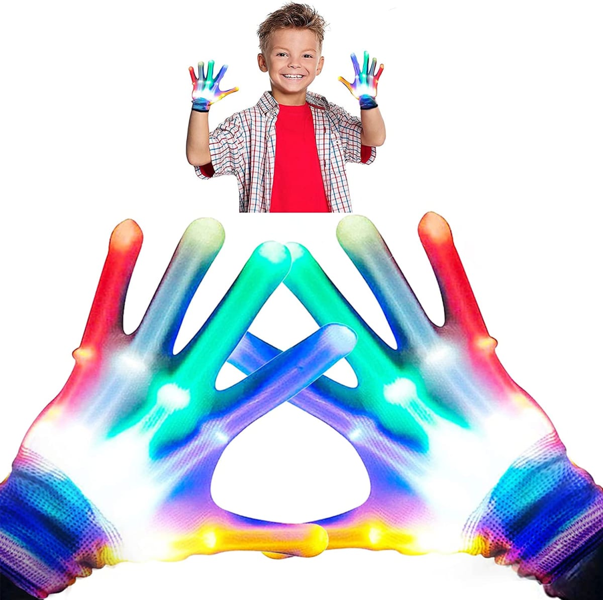 Gifts for Teenage Boys Girls Toys for 10 11 12 Years Old Kids LED Gloves Light Glow Party Supplies Rainbow Cool Toys Fun Creative Birthday Costumes Teens Christmas Stocking Stuffers Gifts