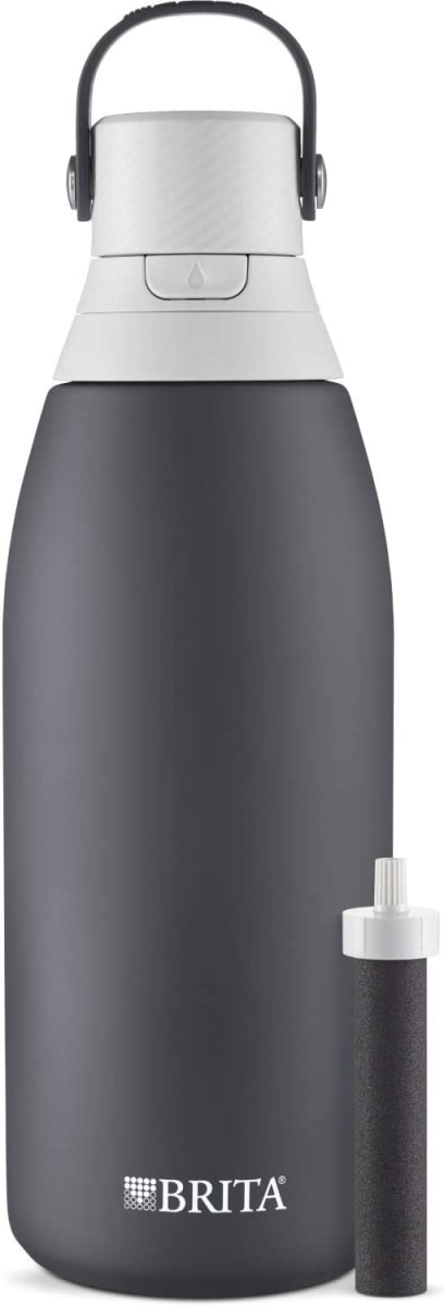 Brita Stainless Steel Water Filter Bottle, 32 Ounce, Carbon, 1 Count