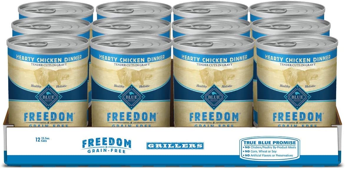 Blue Buffalo Freedom Grillers Grain Free Natural Adult Wet Dog Food, Hearty Chicken 12.5oz cans (Pack of 12)