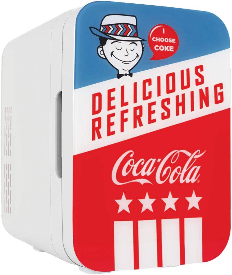Cooluli Retro Coca-Cola Mini Fridge for Bedroom - Car, Office Desk & College Dorm Room - 10L/12 Can Small Refrigerator