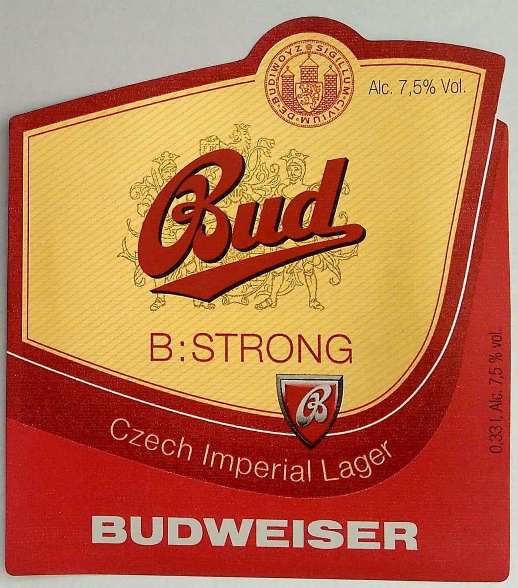 Bud B STRONG Czech Imperial Lager 0,33l Budweiser Etk. A