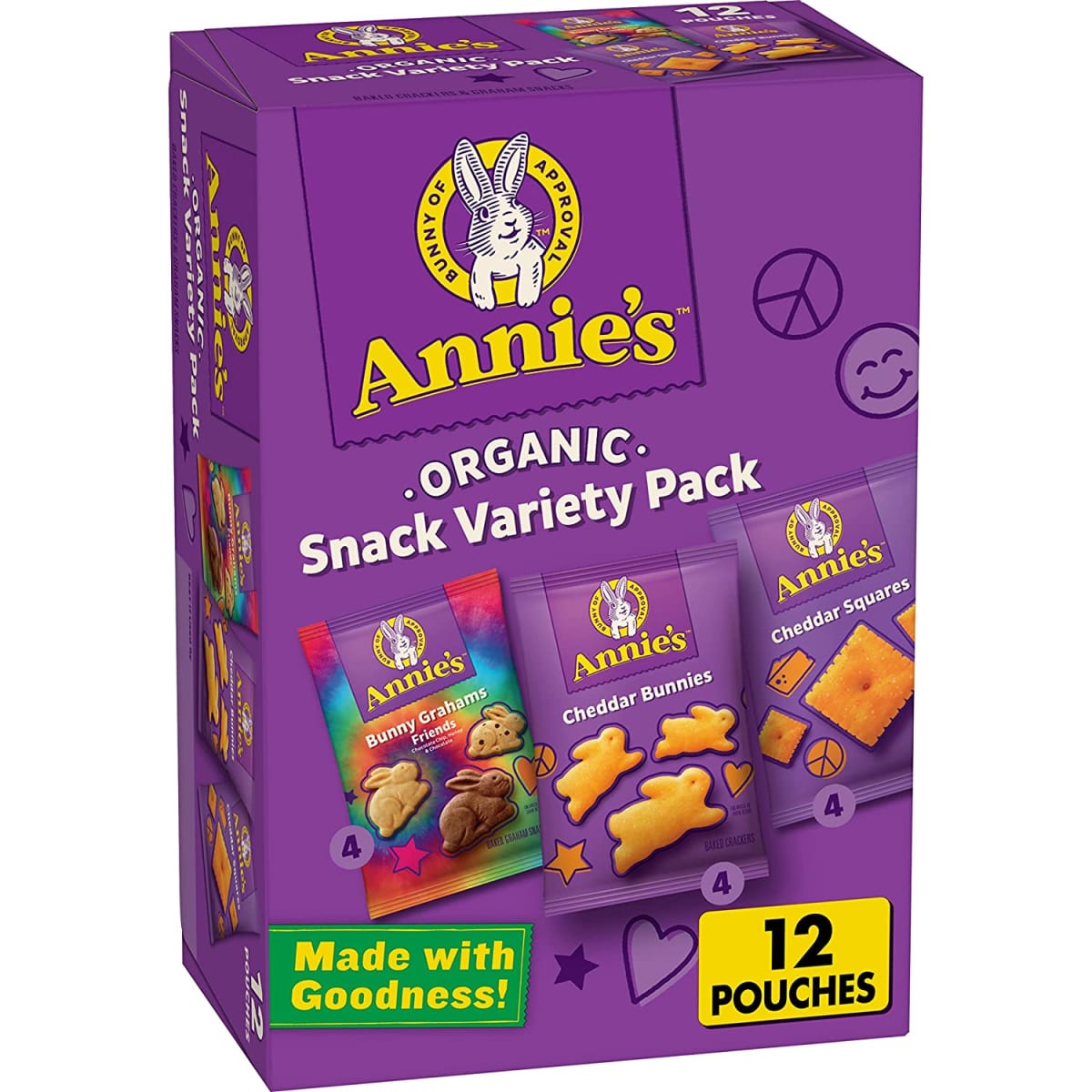 Organic Variety Pack, Cheddar Bunnies, Bunny Grahams, Cheddar Squares,