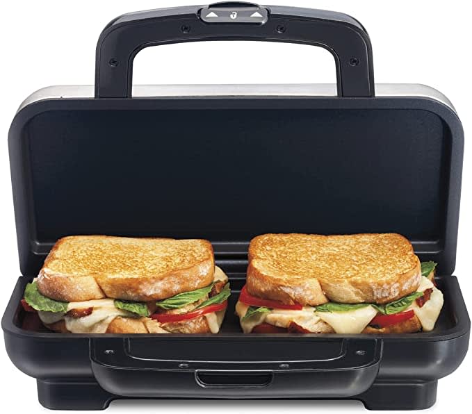 Proctor Silex Deluxe Hot Sandwich Maker, Nonstick Plates, Stainless Steel