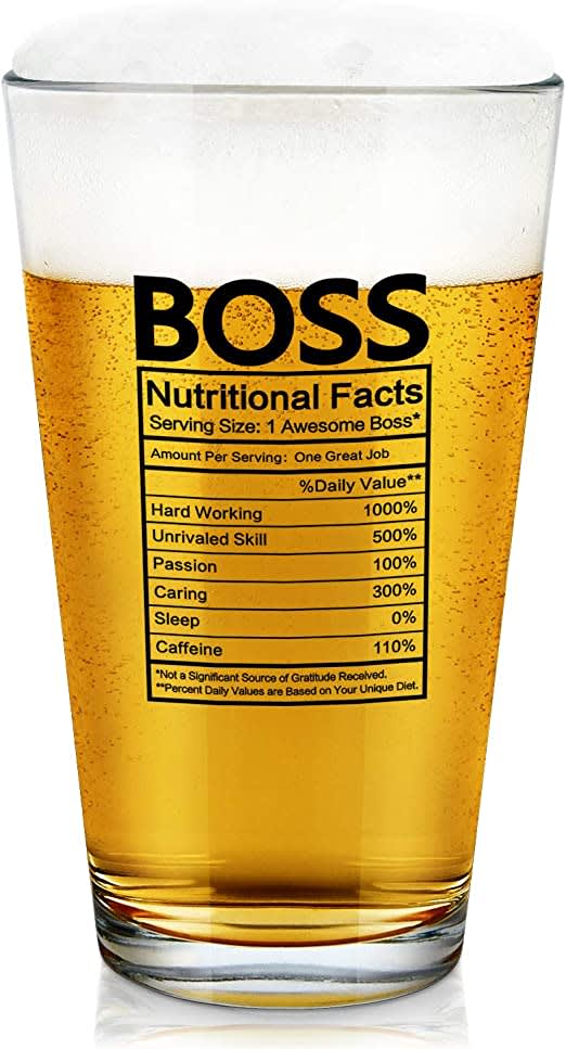Boss Nutritional Facts Beer Glass