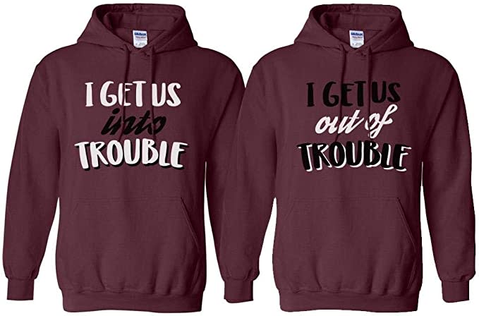 Get Into Trouble Duo Matching BFF Hoodie