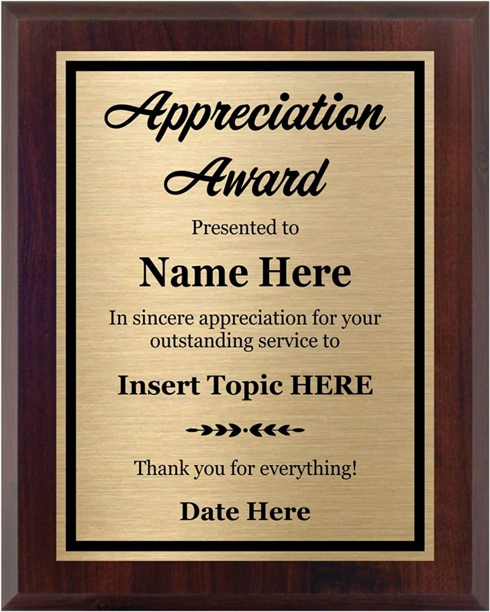 Appreciation Plaque 8x10