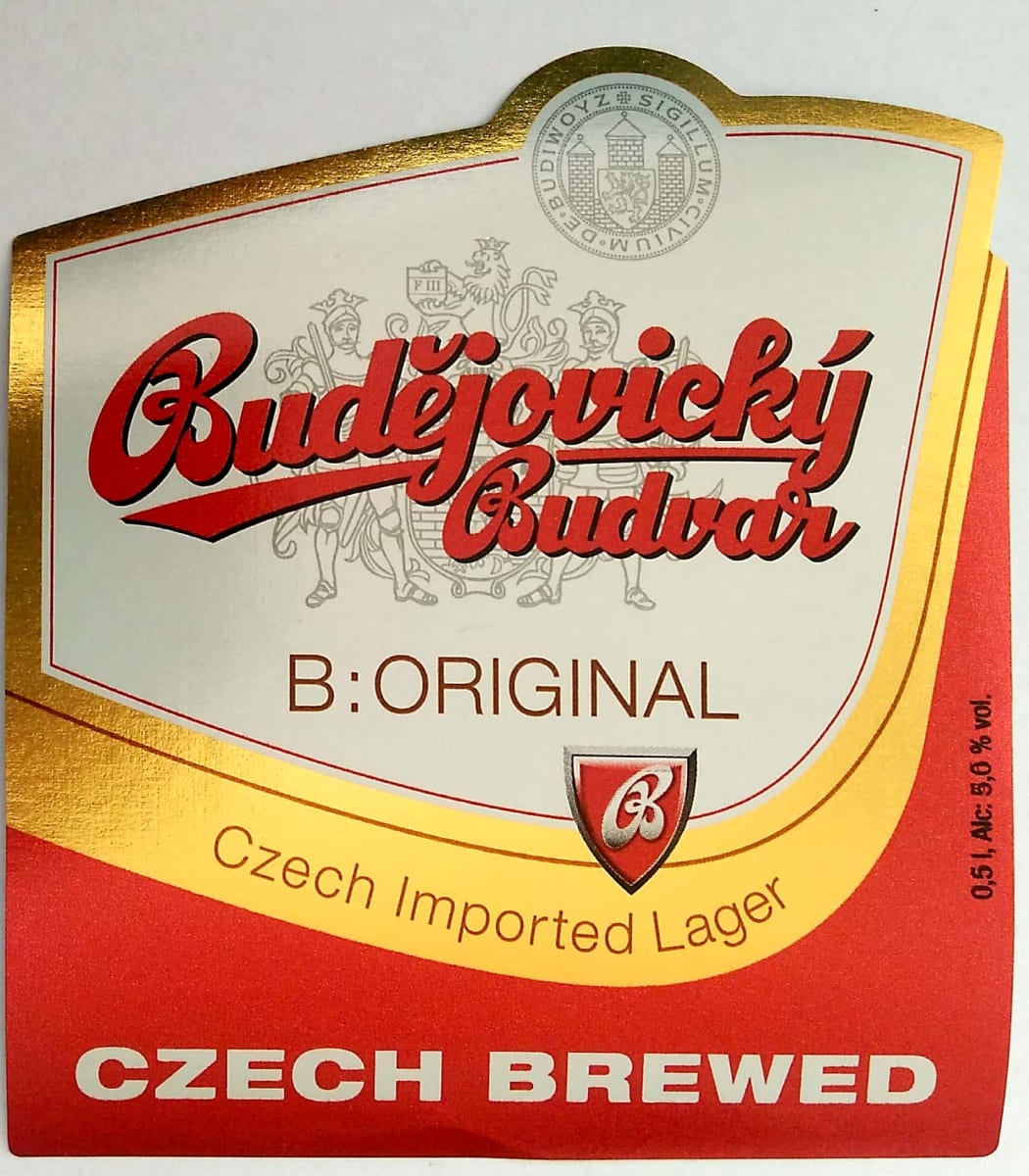 Budějovický Budvar B ORIGINAL Czech Imported Lager 0,5l Czech brewed Etk. A