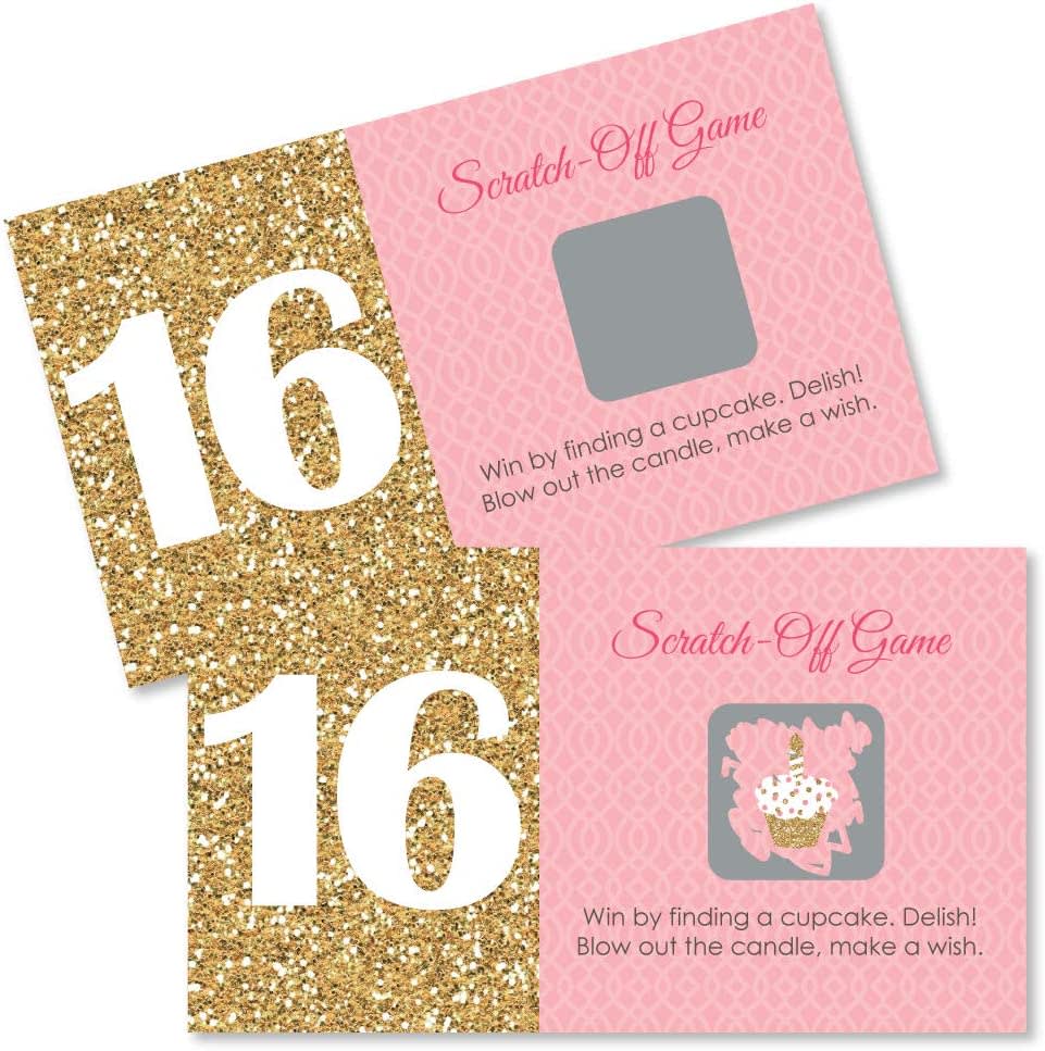 16th Birthday Party Game Scratch Off Cards