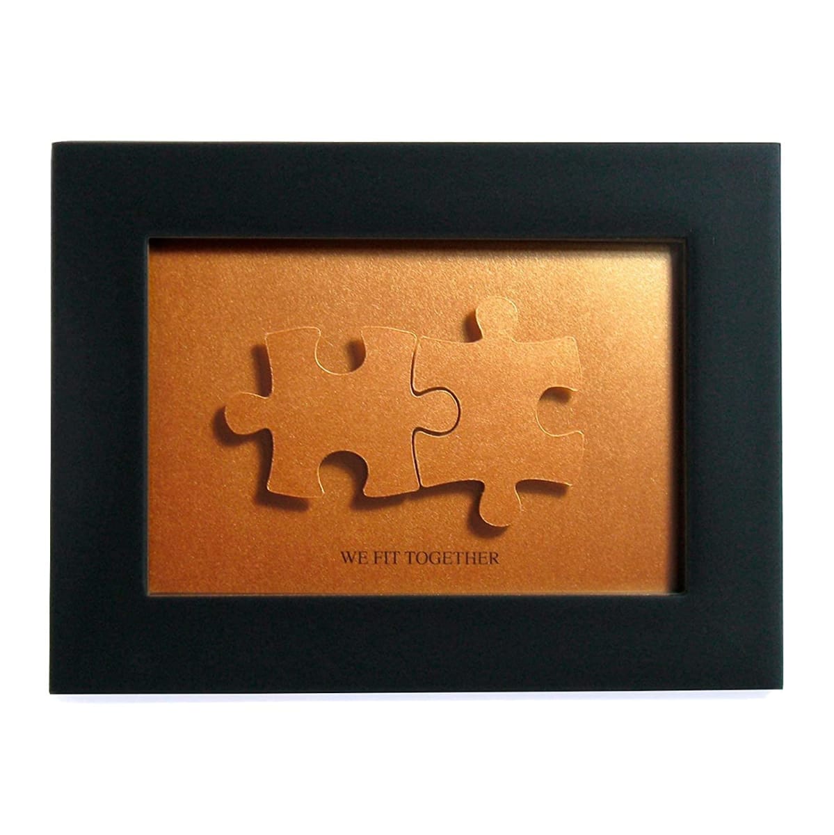 We fit together Puzzle Paper Cut Art - the Creative Gift for 8th Anniversary, Valentine Gift for him or her - DIY the Name and Date on Bronze Color Jigsaw