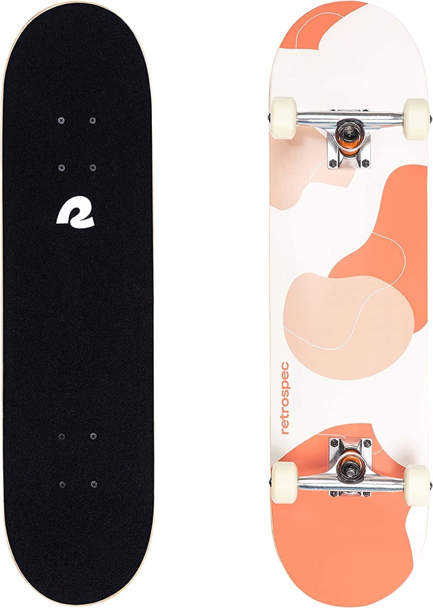 Retrospec Alameda Skateboard Complete | Canadian Maple Wood Deck w/ 5.5 Inch Aluminum Alloy Trucks for Commuting, Cruising, Carving & Downhill Riding