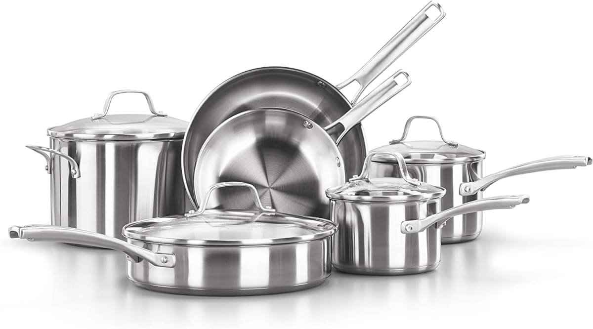 Calphalon 10-Piece Pots and Pans Set, Stainless Steel Kitchen Cookware