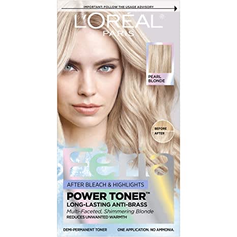 L'Oreal Paris Feria Long-Lasting Anti Brass Power Hair Toner, Pearl Blonde, 1 Application