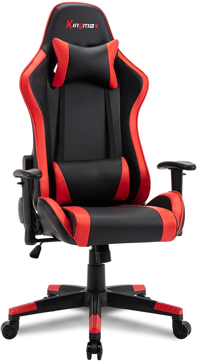 Computer Gaming Chair Video Gaming Chair Gaming Chair for Adults Gaming Desk Chair Adjustable Height Swivel Leather Ergonomic Home Office Desk Chair with Headrest and Lumbar Support(Red)