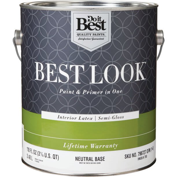 Best Look Latex Paint & Primer In One Semi-Gloss Interior Wall Paint