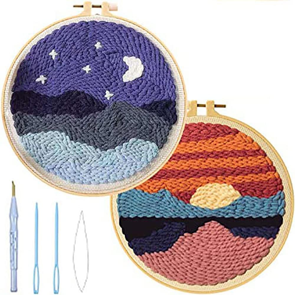 2 Pcs Punch Needle Embroidery Starter Kits