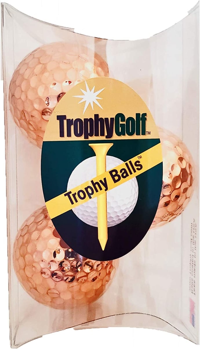 3 Shiny Bronze Golf Balls, Copper