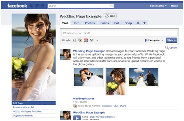 Set up wedding website or Facebook page