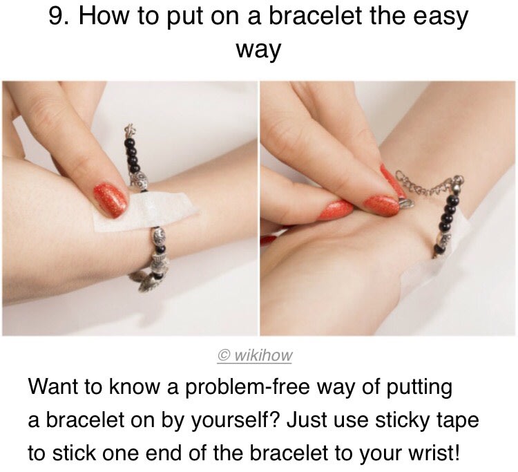 Use sticky tape to put on a bracelet