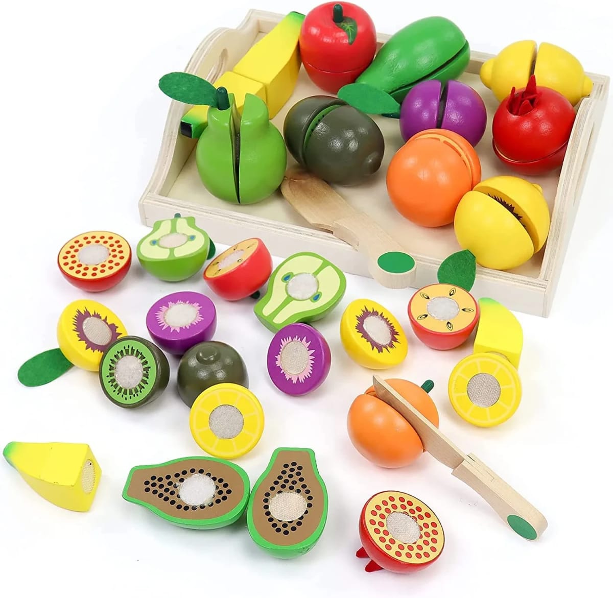 Wooden Toys Play Food Sets for Kids Kitchen Accessories Cutting Montessori Toys